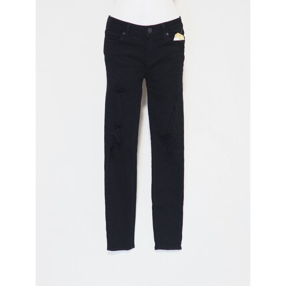 Paige Black Distressed Denim Verdugo Ultra Skinny Jeans, Size 28